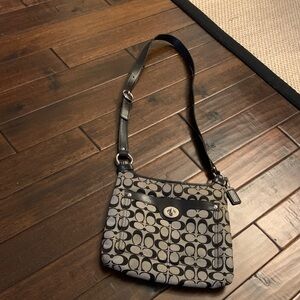 Vintage COACH Black on Gray Signature C Crossbody Bag